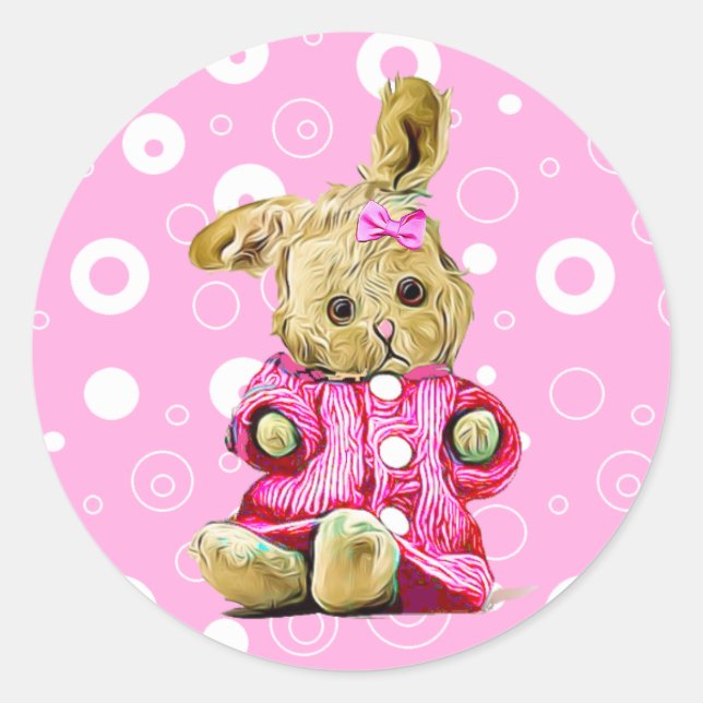 Stickers Lapin Rose et Polka Blanc (Devant)
