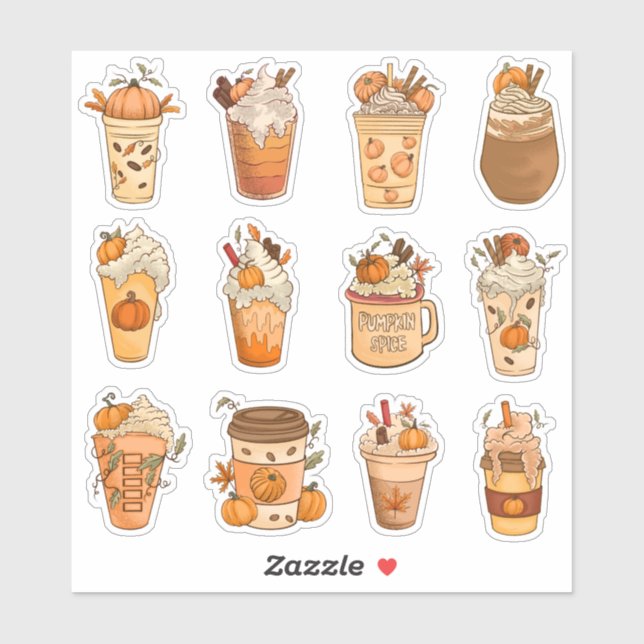 Stickers Latte citrouille épice (Feuille)