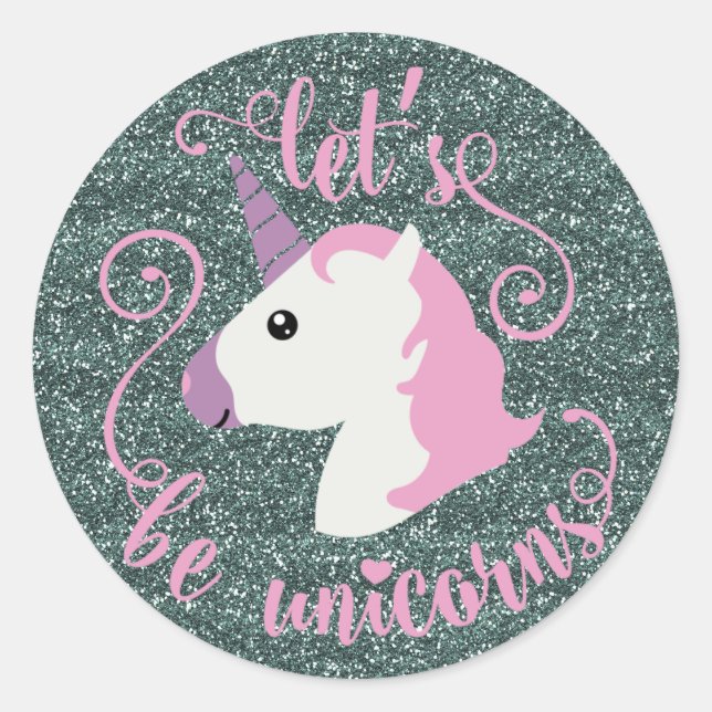 Stickers Let's Be Unicorns (parties scintillant em (Devant)