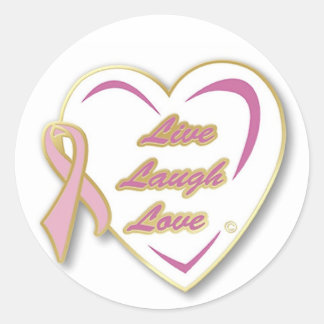 Stickers Live Laugh Love Heart & pink ribbon