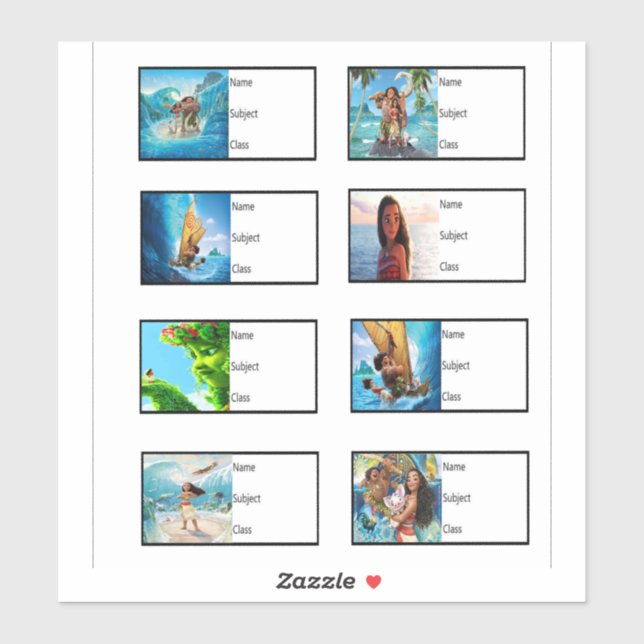 Stickers livres scolaires - Moana (Feuille)