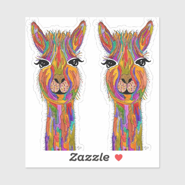 Stickers Llama Vinyl mignonne et colorée (Feuille)