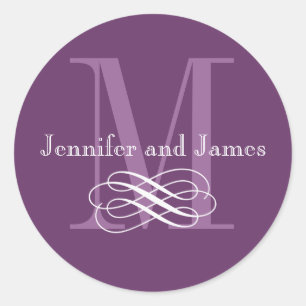 Stickers Logo Mariage Monogramme violet