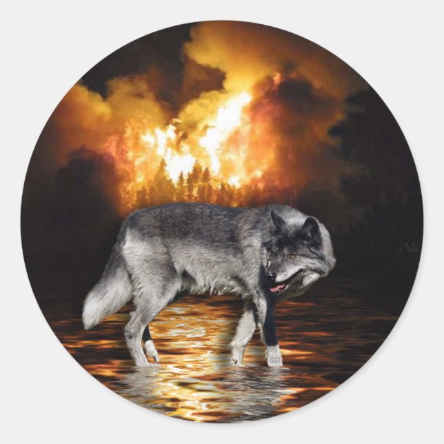 Stickers Loup gris "Survivant" (Devant)