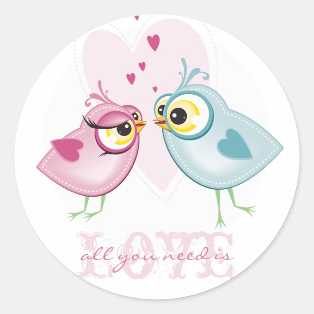 STICKERS :: love birds - all you need is LOVE... (Front)