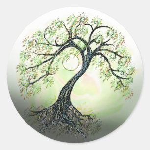 Stickers Lune Arbre Vert Vie