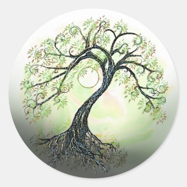 Stickers Lune Arbre Vert Vie (Devant)