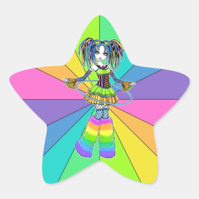 Stickers "Luxie" Rainbow Cyber Goth Hula Hoop Fae (Devant)