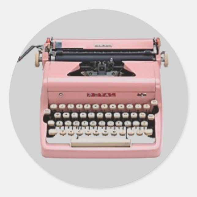 Stickers - Machine à écrire rose Vintage (Devant)