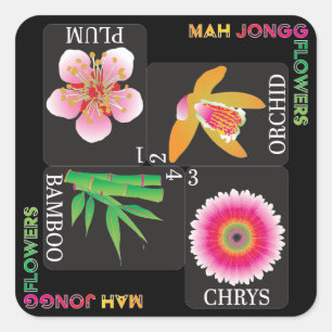 Stickers Mah Jongg 4 Fleurs