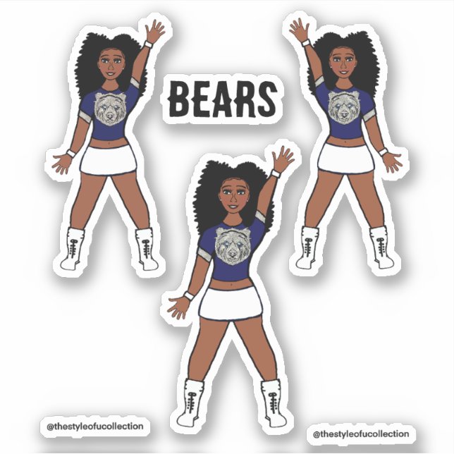 Stickers Majorette / Danseuse Bleu Argent Ours A (Devant)