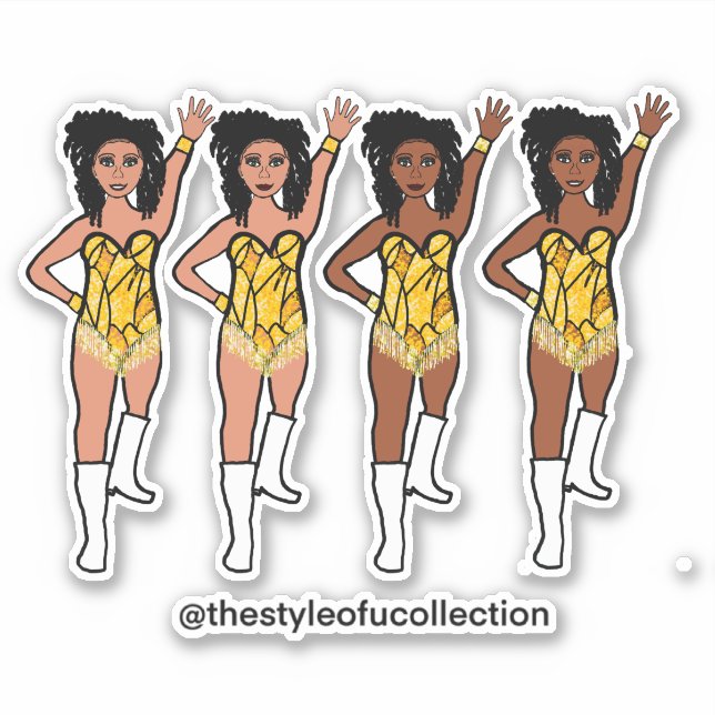Stickers Majorette / Danseuse Frange Jaune (Devant)