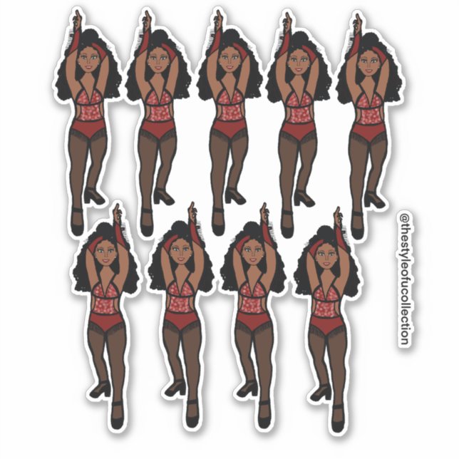 Stickers Majorette / Danseuse Frange rouge / noir  (Devant)