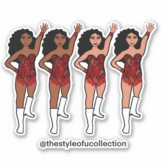 Stickers Majorette / Danseuse Franges rouges (Devant)