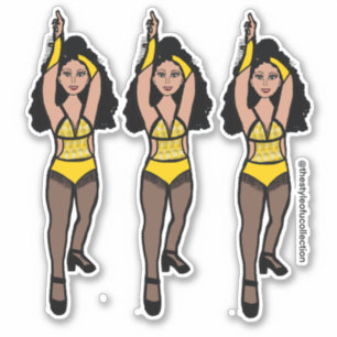 Stickers Majorette / Danseuse Jaune / Frange noire