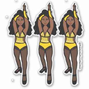 Stickers Majorette / Danseuse Jaune / Frange noire