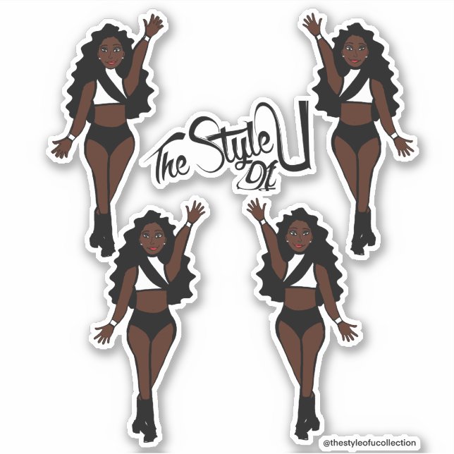 Stickers Majorette / Danseuse Noir & Blanc A (Devant)