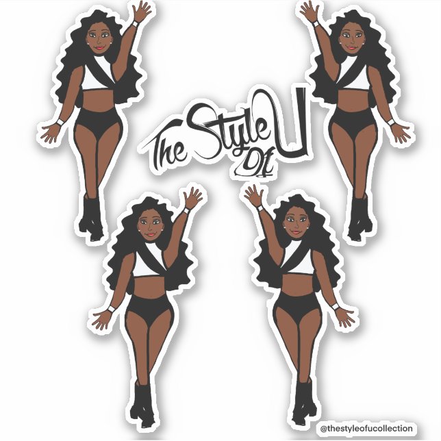 Stickers Majorette / Danseuse Noir & Blanc B (Devant)