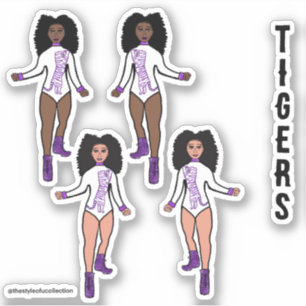 Stickers Majorette / Danseuse Tigre blanc violet 2