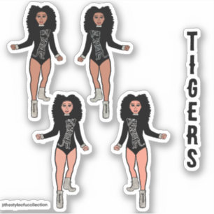 Stickers Majorette / Danseuse Tigre d'argent noir