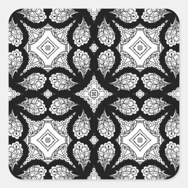 Stickers Mandala noir et blanc (Devant)