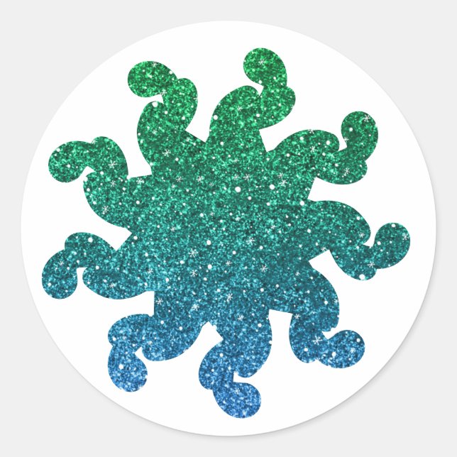 Stickers Mandala Parties scintillant verte et bleu (Devant)