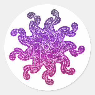 Stickers Mandala Parties scintillant violet et ros