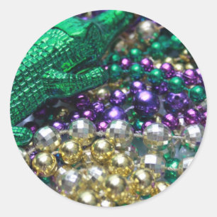 Stickers Mardi Gras Gator perles