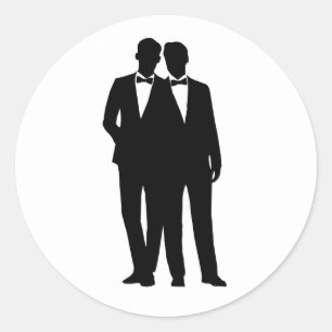 Stickers Mariage 2 Pièces Silhouette Gay Couple