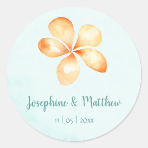 Stickers Mariage à l'aquarelle de l'île Plumeria