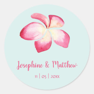 Stickers Mariage à l'aquarelle rose de la Plumeria