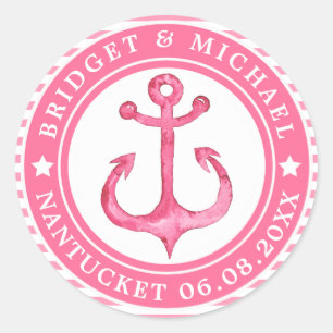 Stickers mariage Ancre rose personnalisé