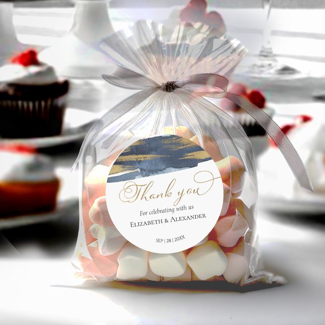 Stickers Mariage | Aquarelle bleue Abstraite dorée (Créateur téléchargé)