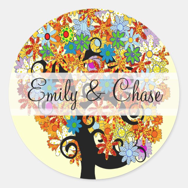 Stickers Mariage Arbre Fleur Love (Devant)