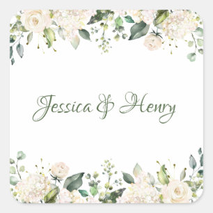 Stickers mariage aux fleurs blanches