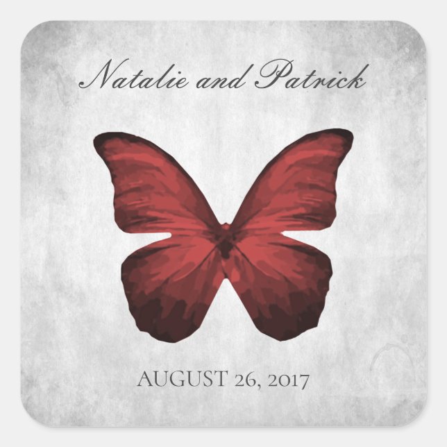 Stickers Mariage aux papillons rouges (Devant)