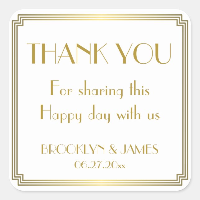 Stickers Mariage Blanc Gatsby Art Déco (Devant)