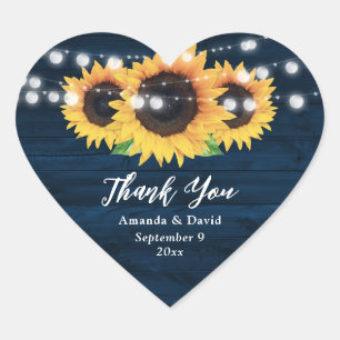 Stickers Mariage bleu marine et tournesol