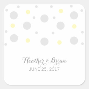 Stickers Mariage Confetti Jaune Gris