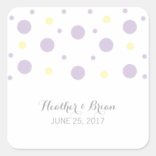 Stickers Mariage Confetti Jaune Violet (Devant)
