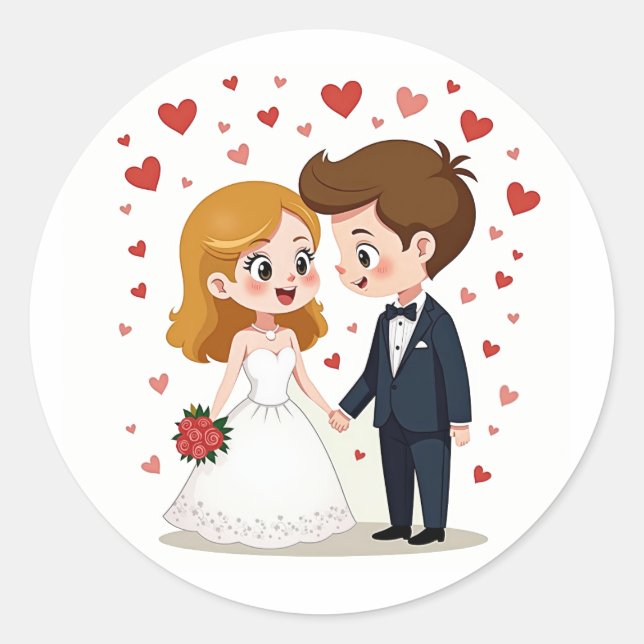Stickers Mariage couple adorable (Devant)