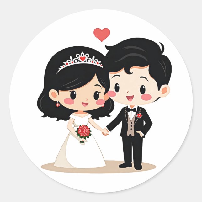 Stickers Mariage couple adorable (Devant)