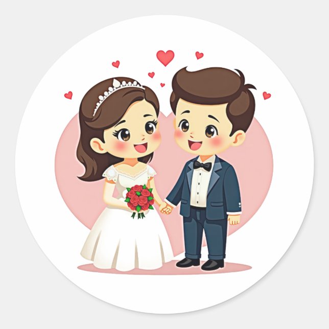 Stickers Mariage couple adorable (Devant)