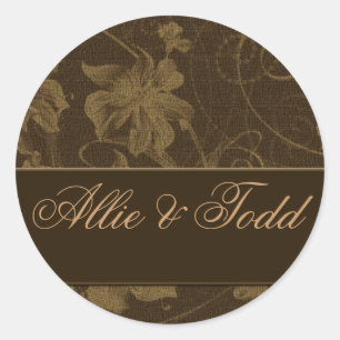 stickers mariage damassé Brown et crème
