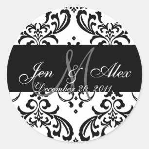 Stickers Mariage damassé Monogram Bride Groom