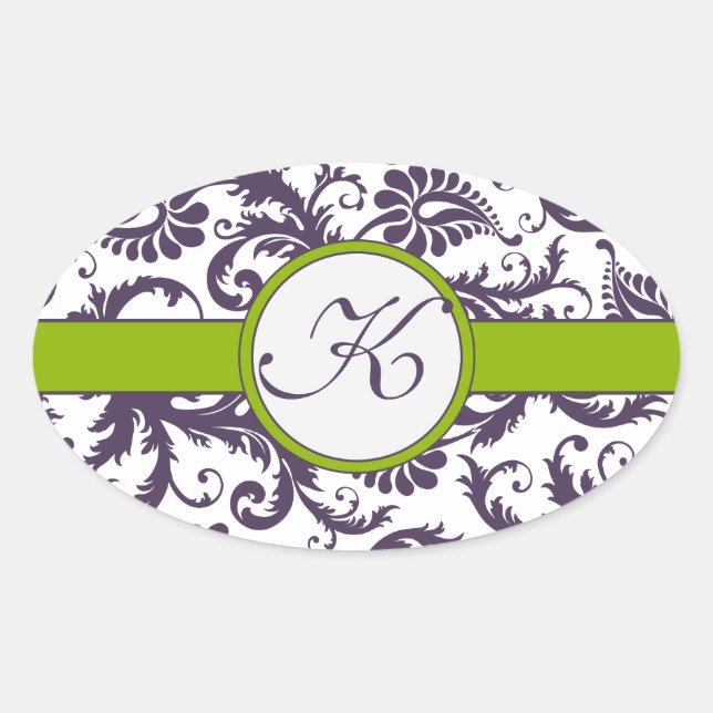 Stickers Mariage damassé violet Apple Green & Lapi (Devant)