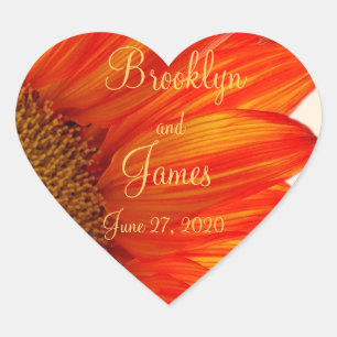 Stickers Mariage de automne du coeur tournesol