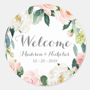 Stickers Mariage de bienvenue aux fleurs roses