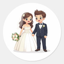 Stickers Mariage de dessin animé Couple