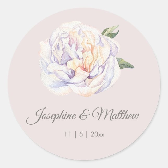 Stickers Mariage de Mauve Floral Peony blanc (Devant)
